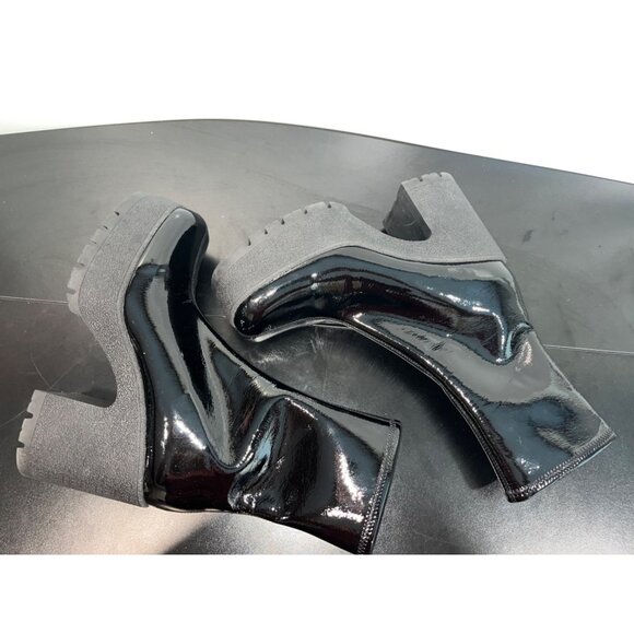Jeffrey Campbell Womens Black‎ Patent Leather Platform Boots Chunky Heels Sz 10 - Picture 7 of 12
